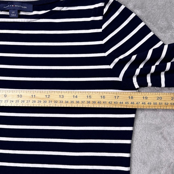 Tommy Hilfiger Coastal Chic Stripe Boat Neck Top Navy White Red Trim Women's S‎ - Picture 9 of 14